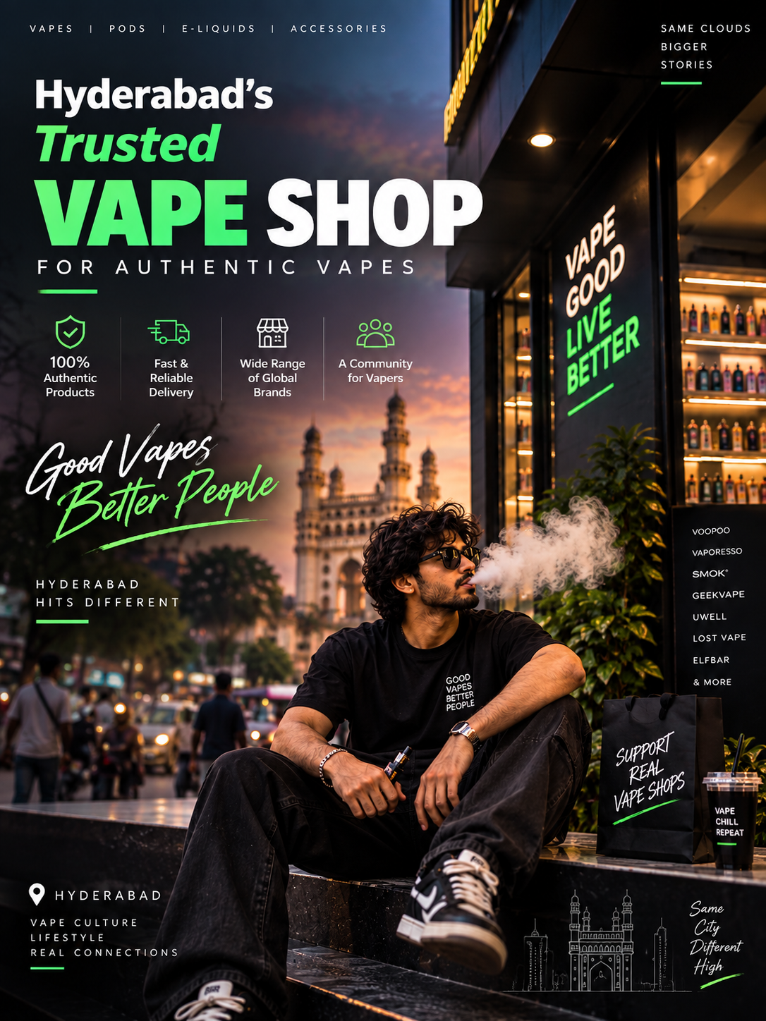 Vapeshop Hyderabad — authentic vapes, pods, e-liquids and accessories delivered in Hyderabad